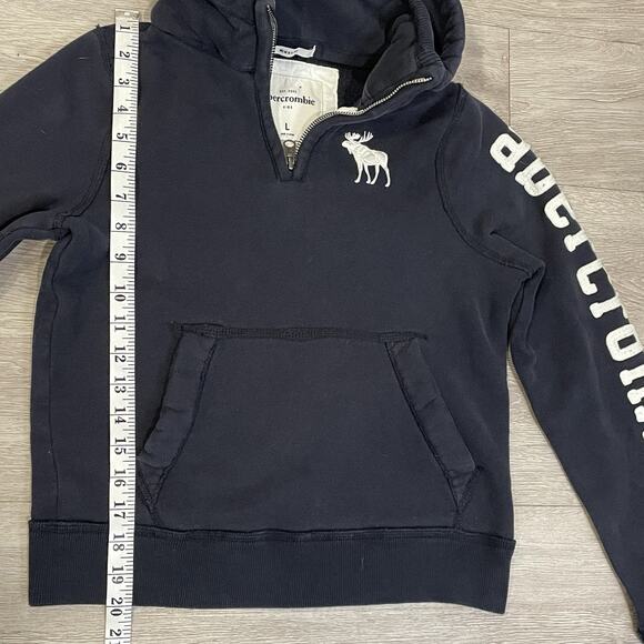 Abercrombie Fitch Hoodie Kids L Spell Out Sleeve Y2K Moose Logo Heavyweight Boys - Picture 8 of 9